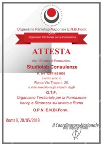 Certificato Accreditamento Enbiform